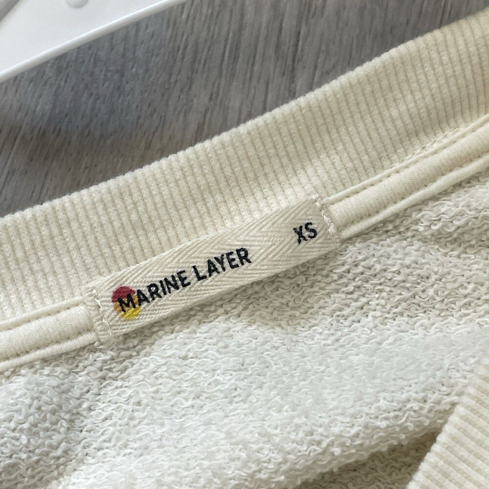 Marine Layer Sweatshirt san francisco graphic crew terry womens Cream (xsmall) - Picture 2 of 6